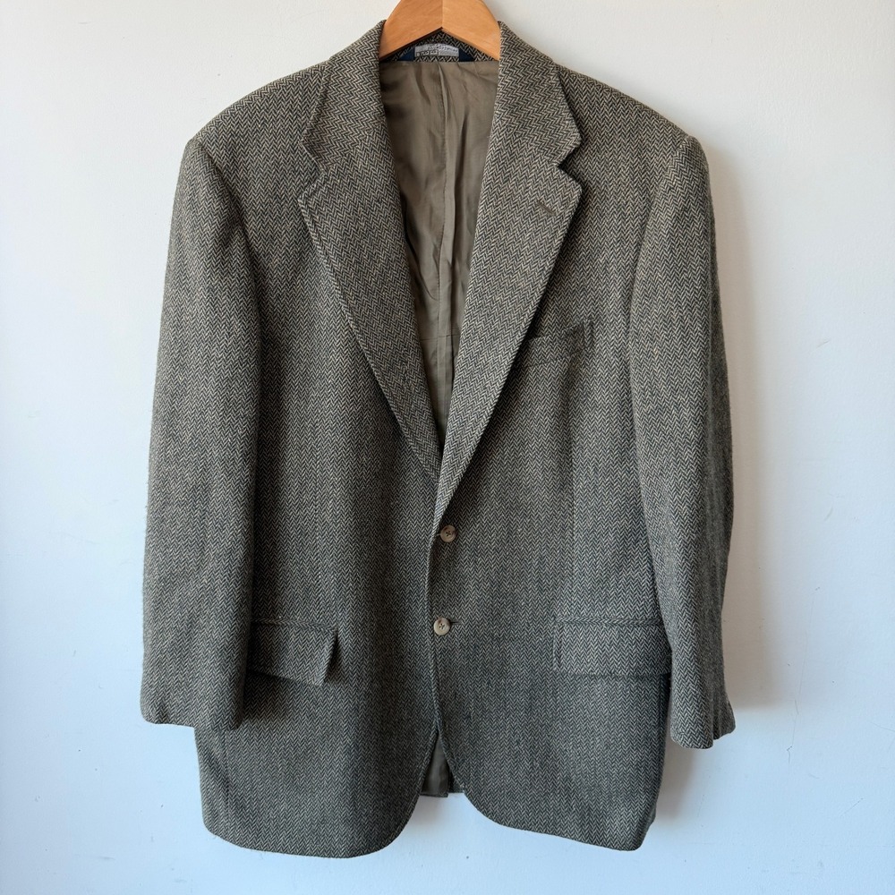 Polo Ralph Lauren Mens Herringbone Wool Blazer Brown Italy Sport Coat 42R
